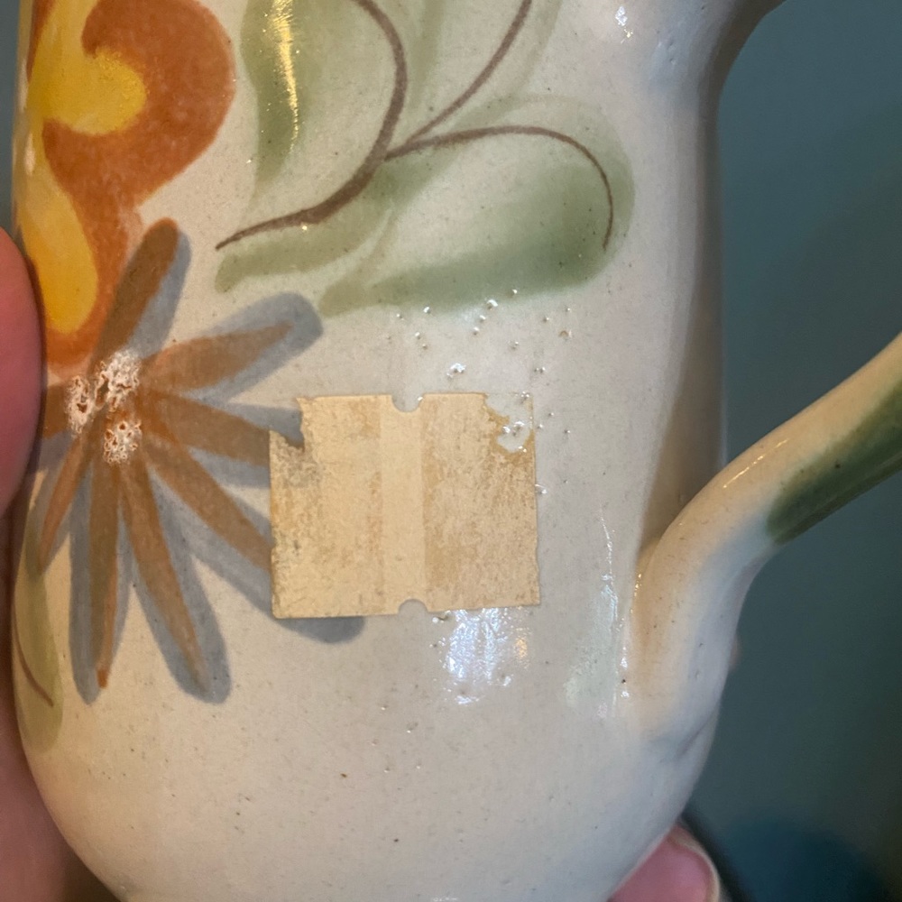 Vintage LOUISVILLE STONEWARE Pottery Footed Mug Flower Kentucky tall - Picture 6 of 8